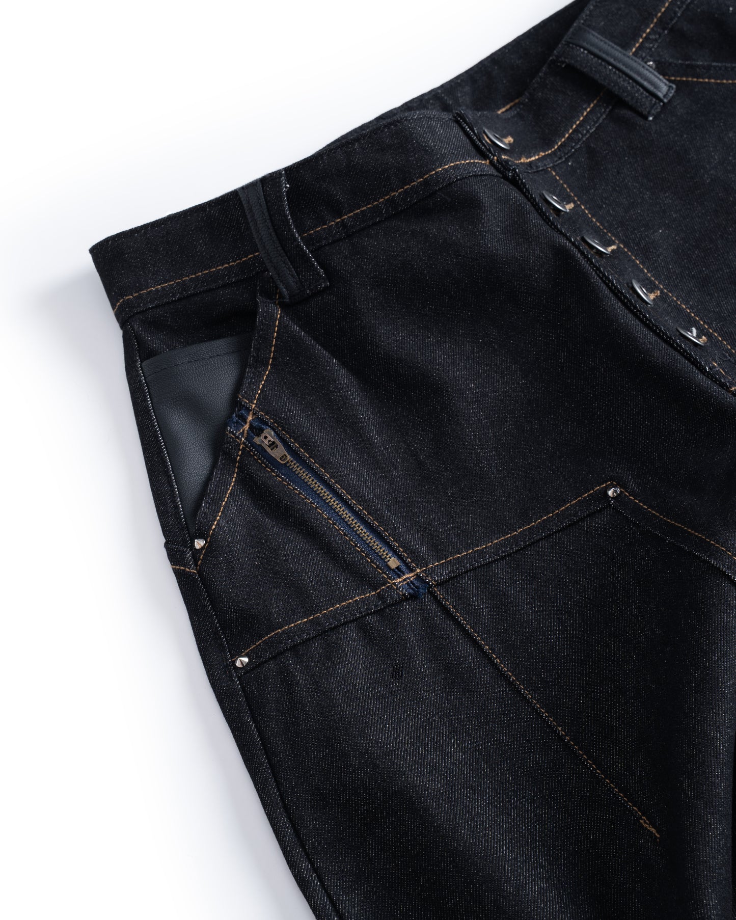 BLACK RAW DENIM BAGGY JEANS
