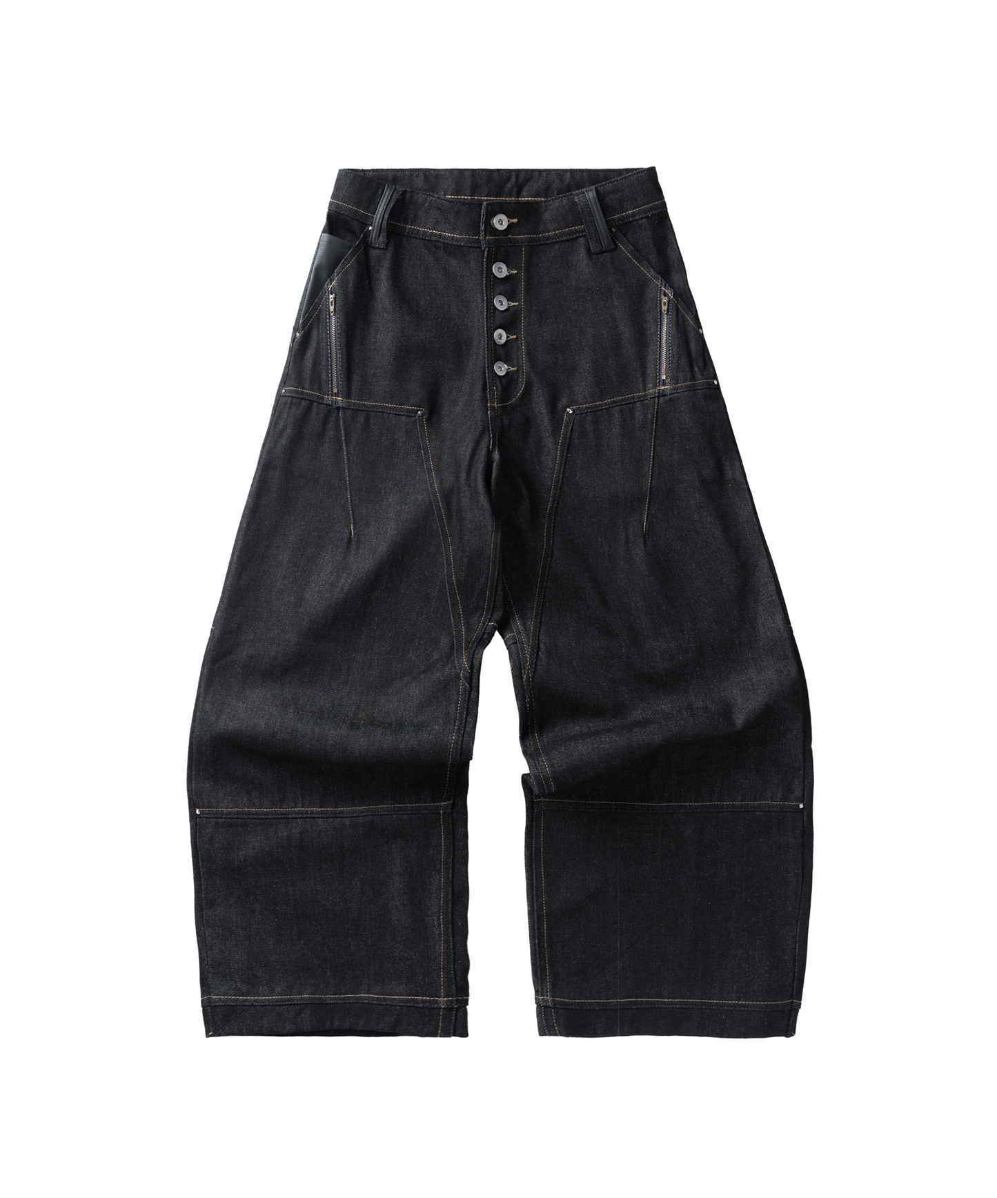 BLACK RAW DENIM BAGGY JEANS