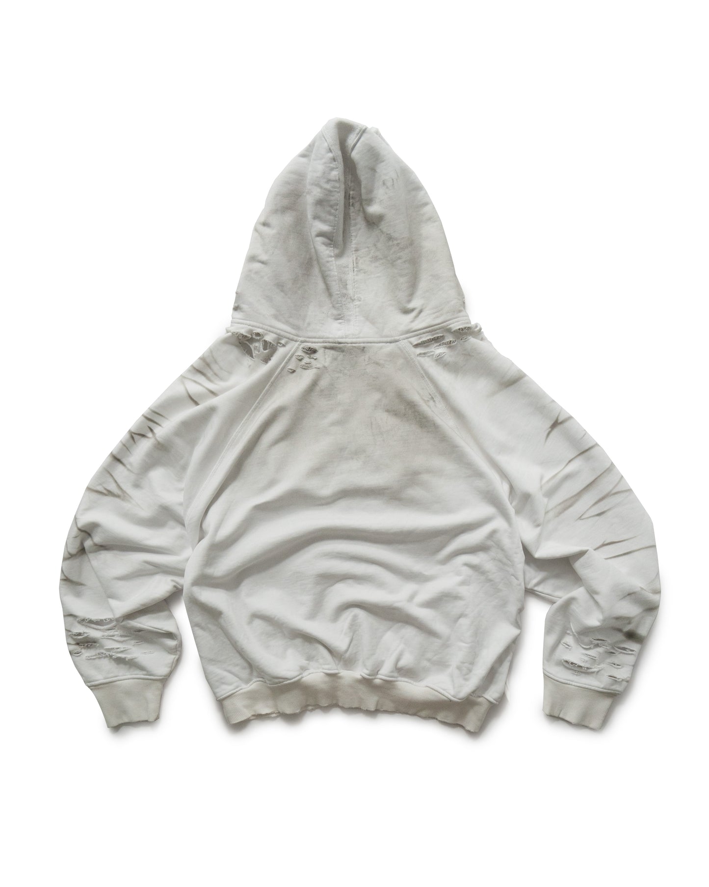 DISTRESSED DIRTY WHITE HOODIE ZIP